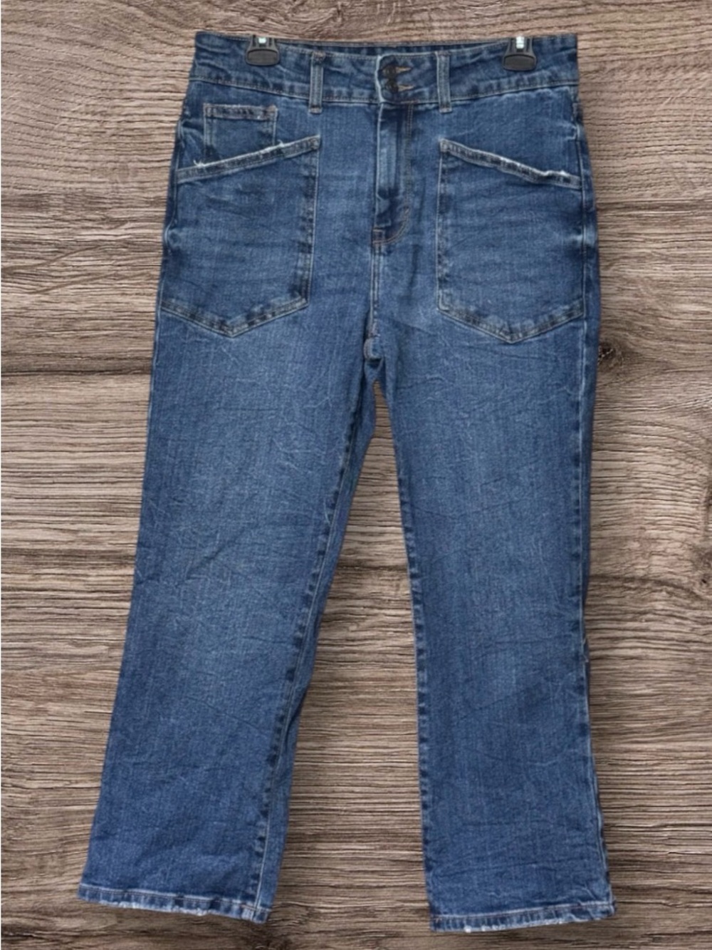 Kensie Jeans "The Savannah" High Rise Flare Crop denim pants SZ 8/29